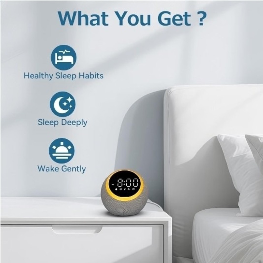 Smart Alarm Clock for Bedrooms, Digital Alarm Clock with White Noise Hatch Sound - Picture 4 of 9